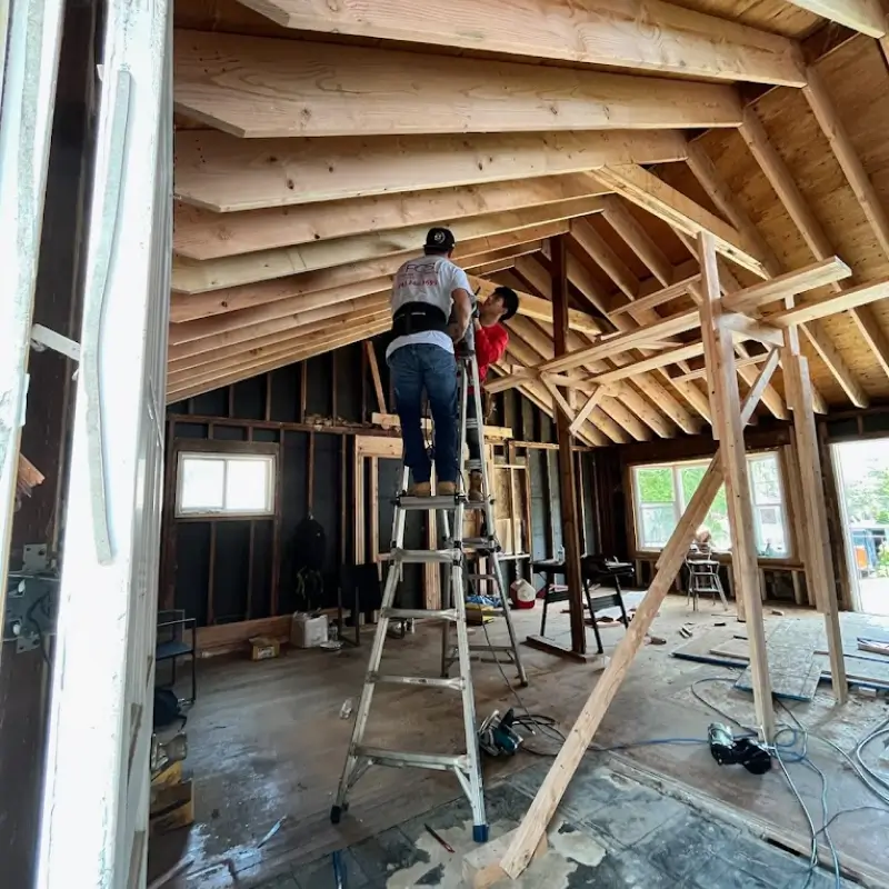 working on water damage repair